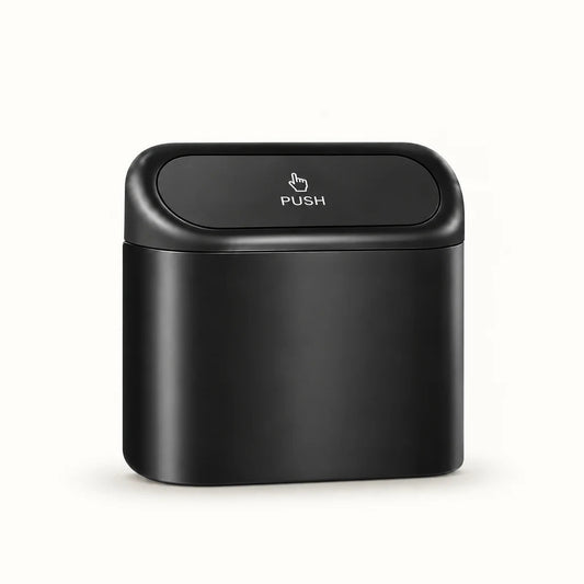 Mini basurero negro para carro con tapa PUSH